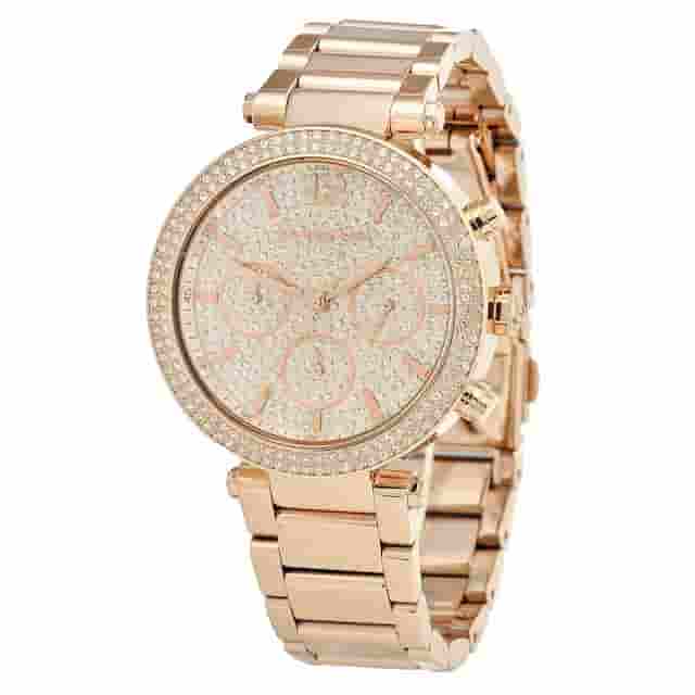 Michael Kors Parker Crystal Pave Rose Gold Watch MK5857