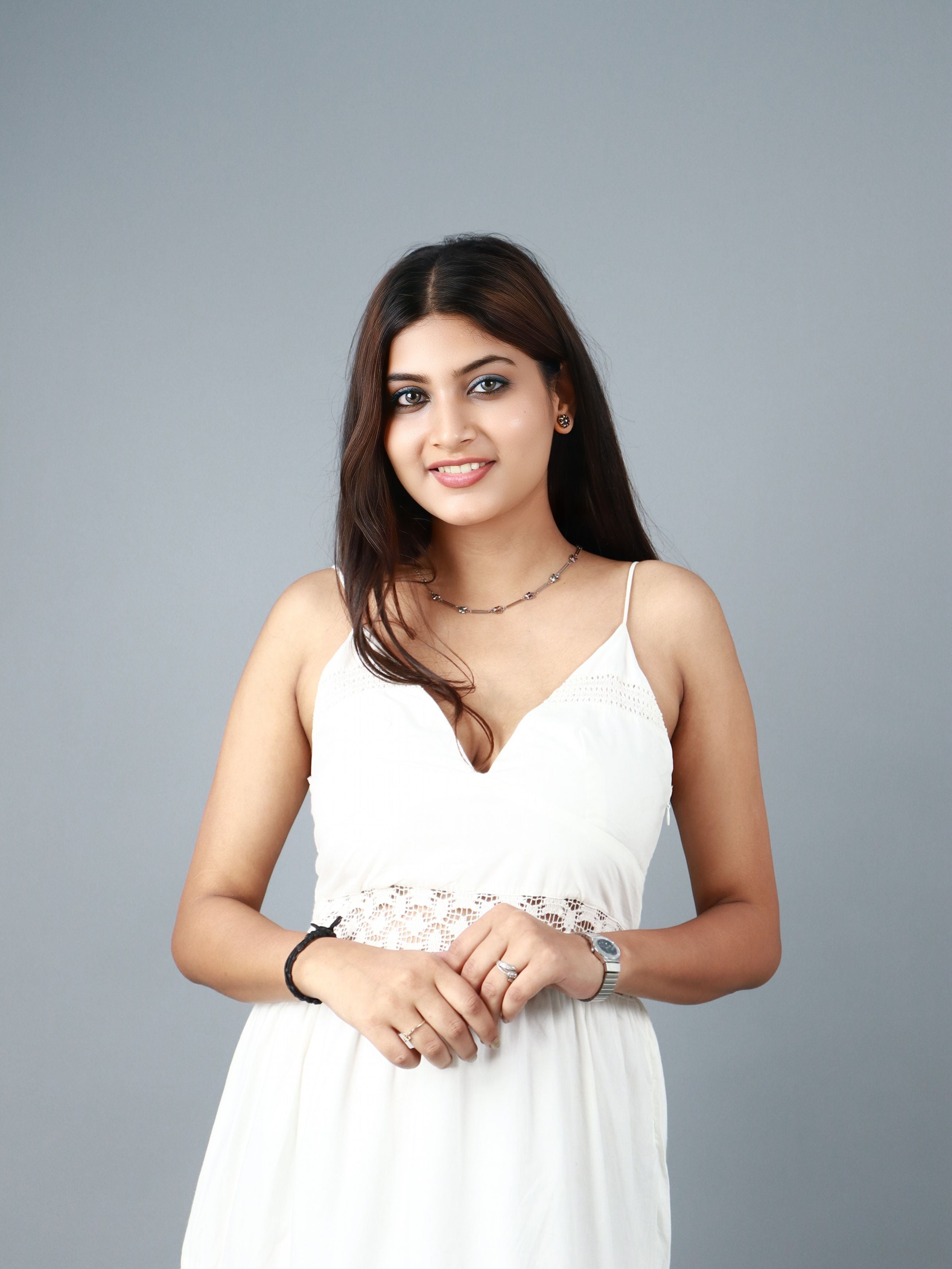 White Sleeveless Maxi Dress with Lace Detail