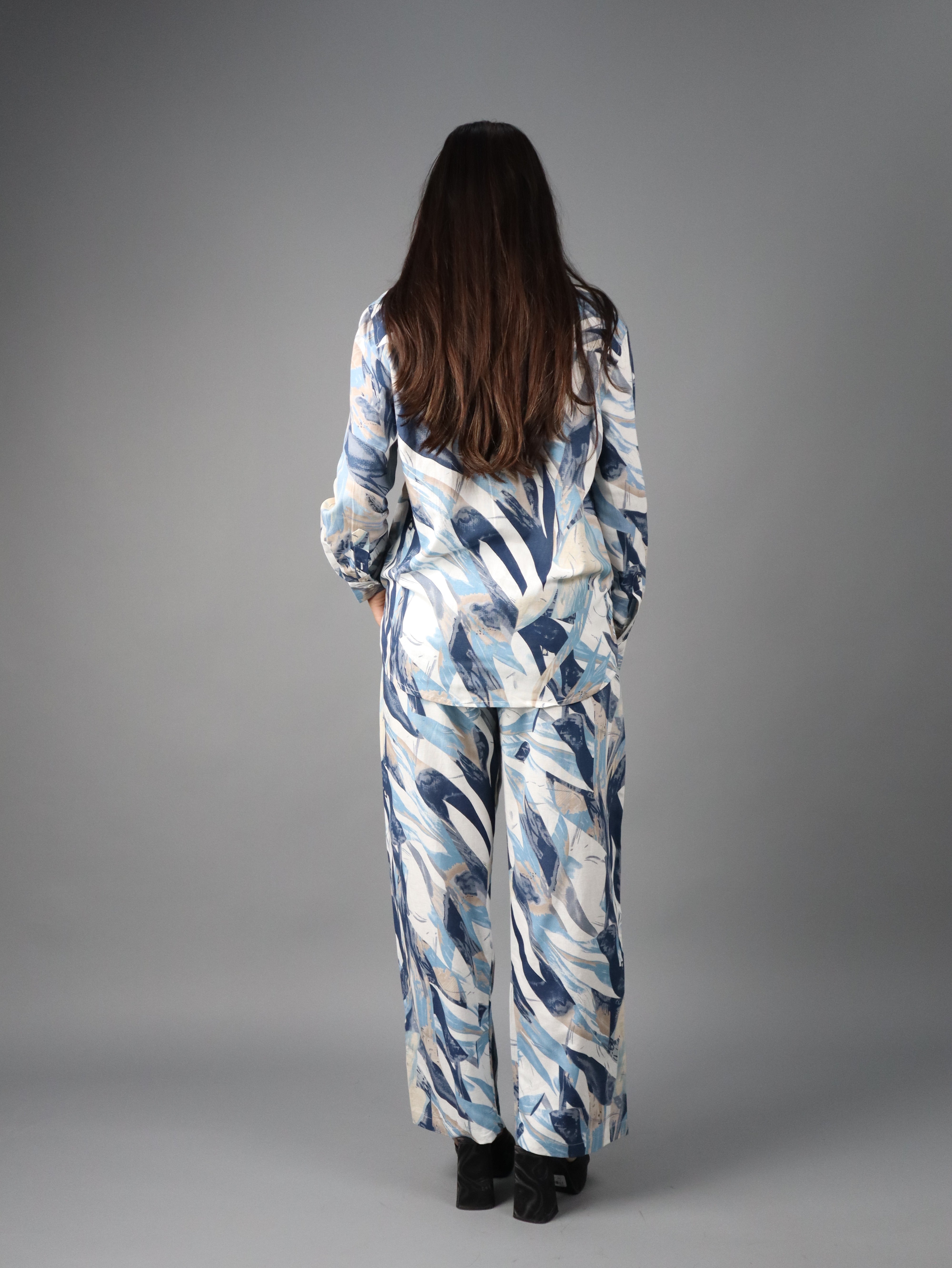 Women’s Abstract Print Co-ord Set (Shirt & Trousers)